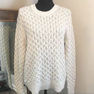 J. crew | Metallic Cable Knit Sweater Silver